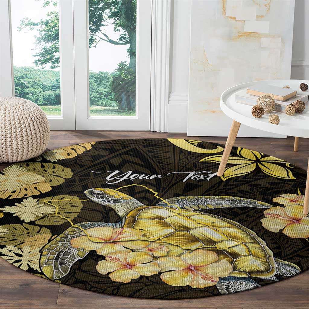 Personalised Aloha Hawaii Oahu Island Round Carpet Gathering Place Sea Turtle Ilima Flowers