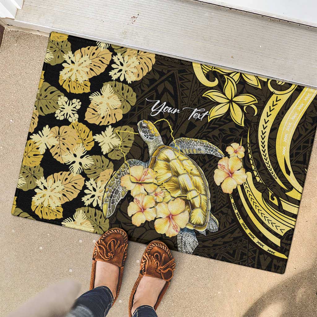 Personalised Aloha Hawaii Oahu Island Rubber Doormat Gathering Place Sea Turtle Ilima Flowers