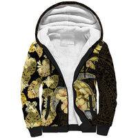 Personalised Aloha Hawaii Oahu Island Sherpa Hoodie Gathering Place Sea Turtle Ilima Flowers