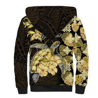 Personalised Aloha Hawaii Oahu Island Sherpa Hoodie Gathering Place Sea Turtle Ilima Flowers