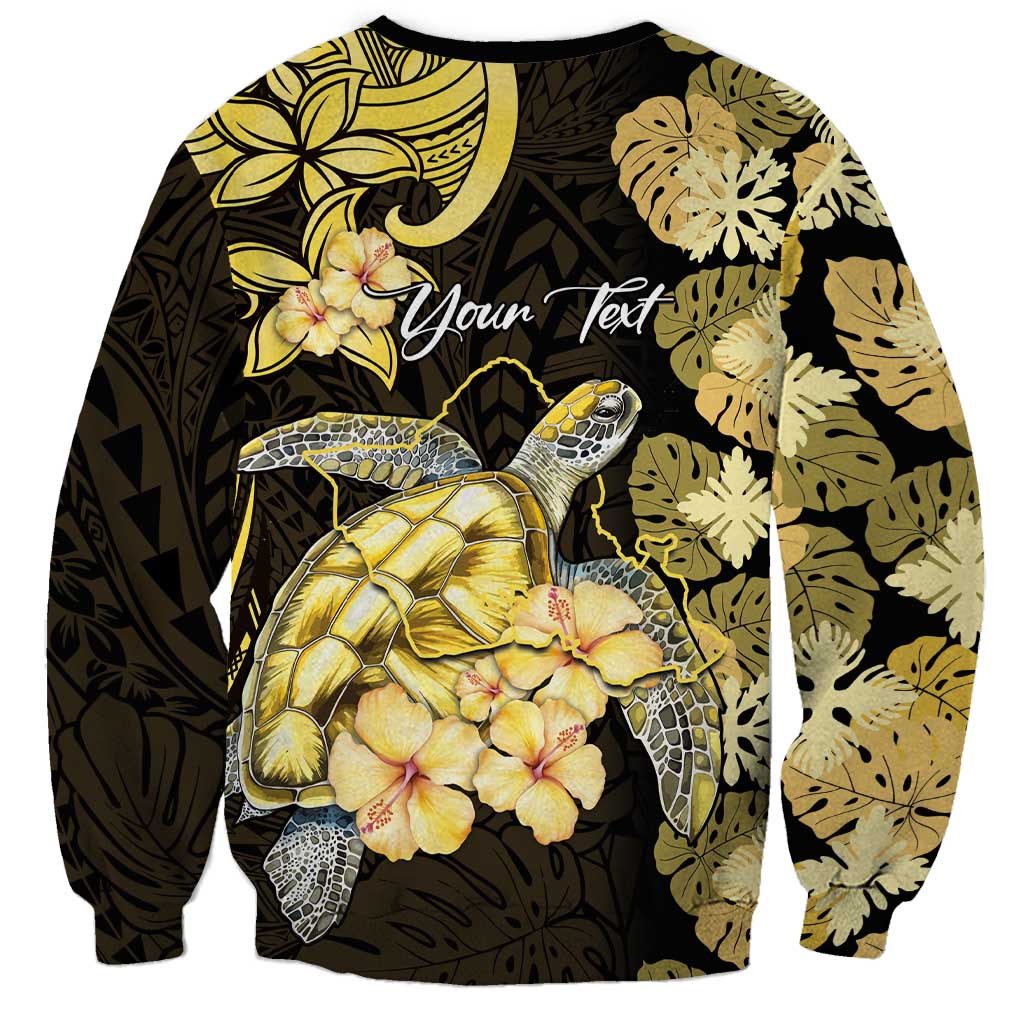 Personalised Aloha Hawaii Oahu Island Sweatshirt Gathering Place Sea Turtle Ilima Flowers