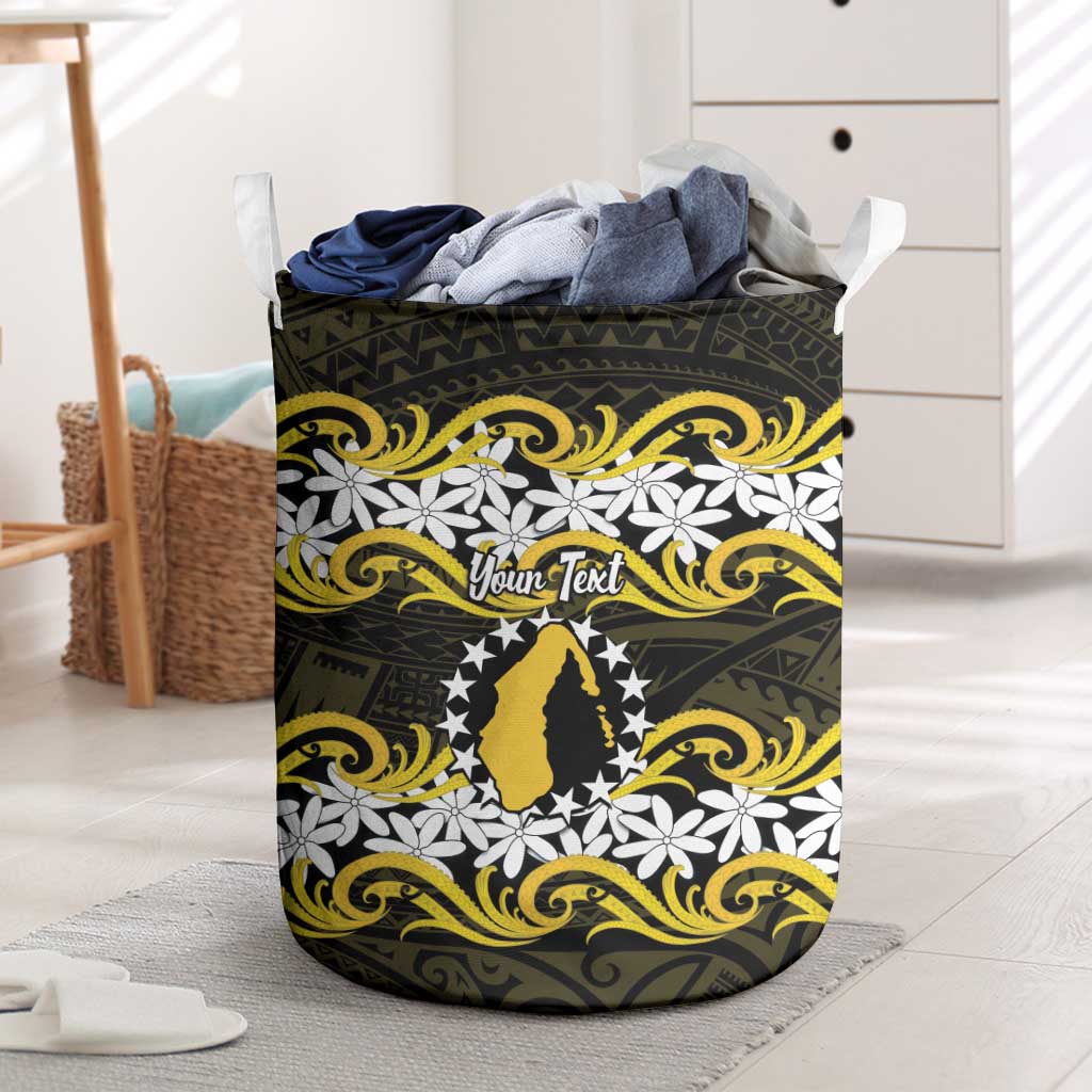 Personalised Cook Islands Aitutaki Laundry Basket Tiare Maori Polynesian Waves Tattoo