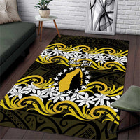Personalised Cook Islands Aitutaki Area Rug Tiare Maori Polynesian Waves Tattoo