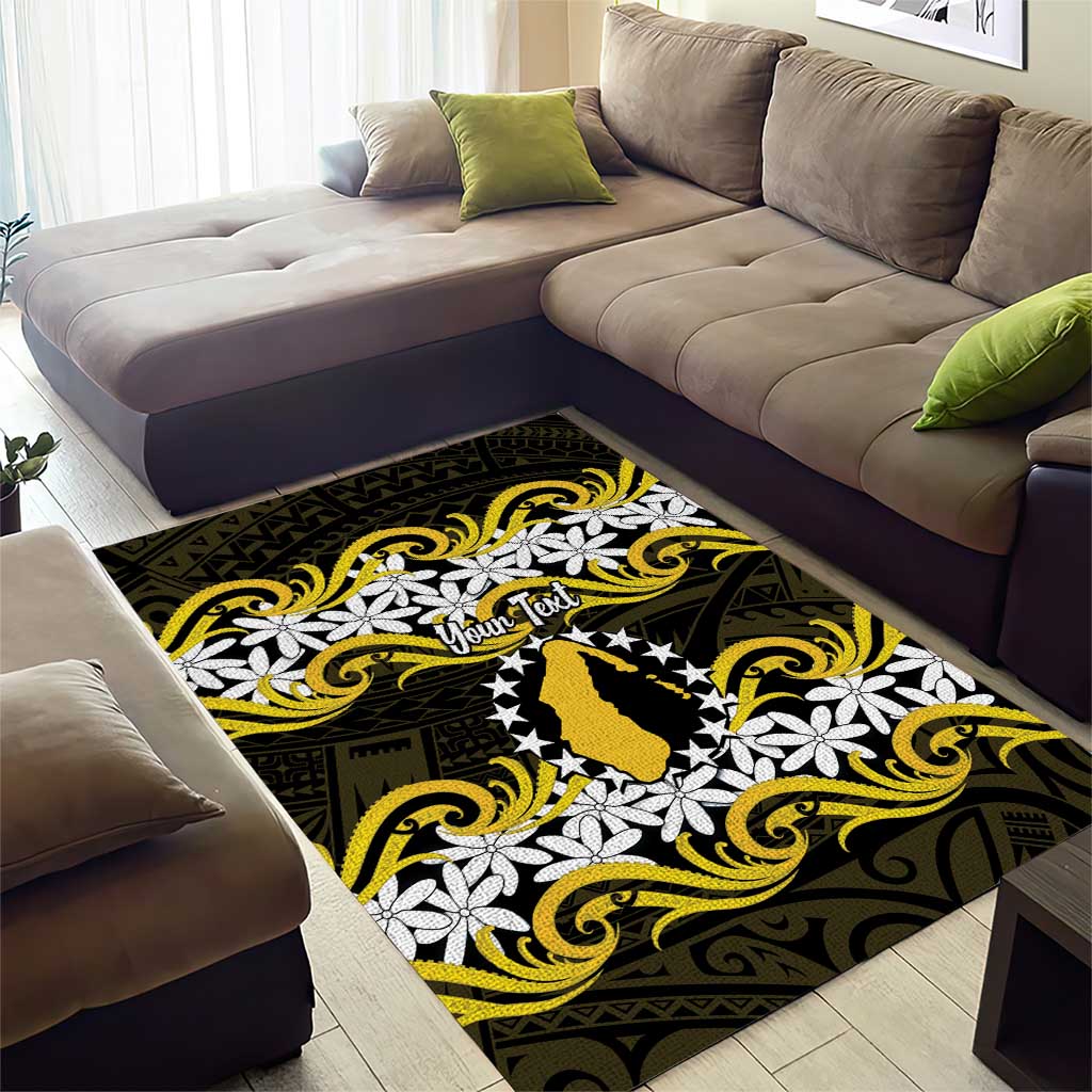 Personalised Cook Islands Aitutaki Area Rug Tiare Maori Polynesian Waves Tattoo