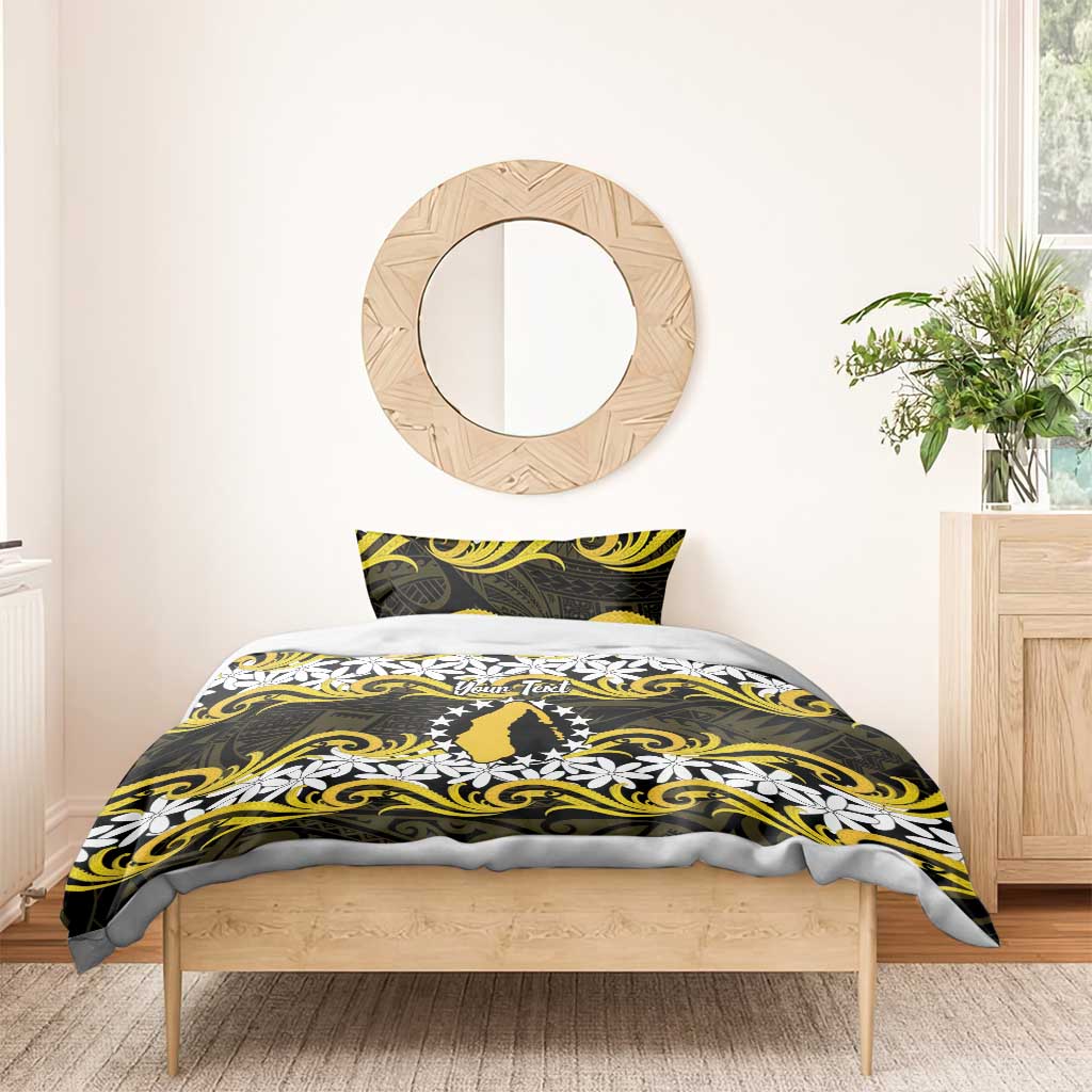 Personalised Cook Islands Aitutaki Bedding Set Tiare Maori Polynesian Waves Tattoo
