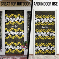 Personalised Cook Islands Aitutaki Door Cover Tiare Maori Polynesian Waves Tattoo
