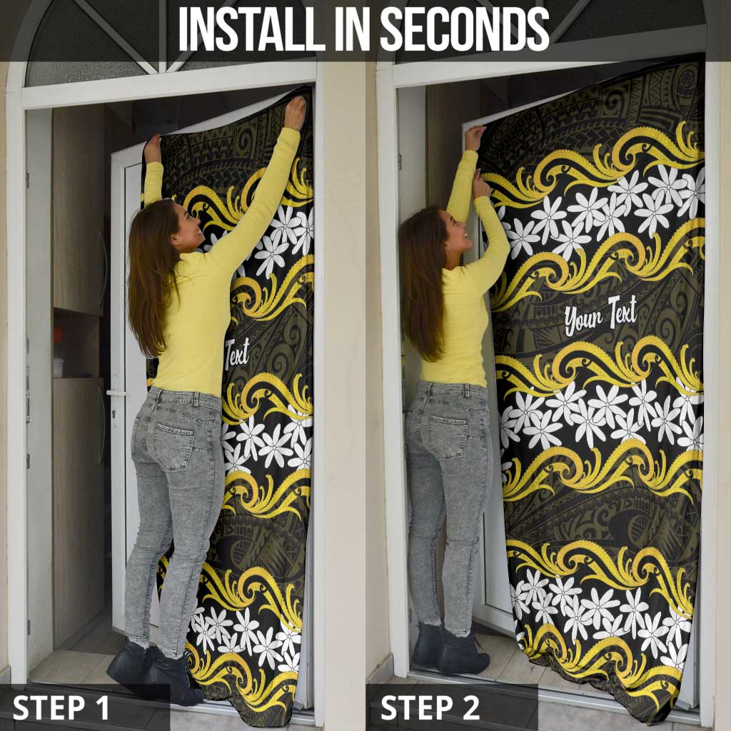 Personalised Cook Islands Aitutaki Door Cover Tiare Maori Polynesian Waves Tattoo