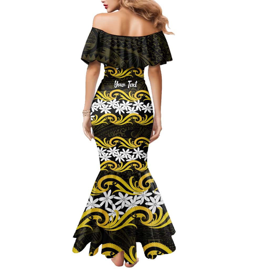 Personalised Cook Islands Aitutaki Family Matching Mermaid Dress and Hawaiian Shirt Tiare Maori Polynesian Waves Tattoo LT14 - Polynesian Pride