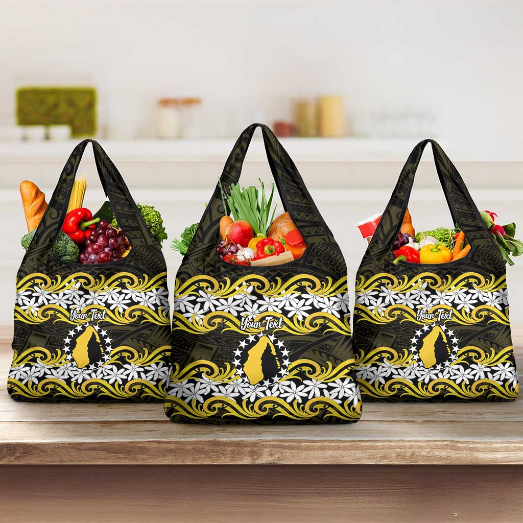 Personalised Cook Islands Aitutaki Grocery Bag Tiare Maori Polynesian Waves Tattoo LT14 3-pack One Size Yellow - Polynesian Pride