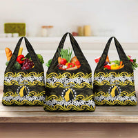 Personalised Cook Islands Aitutaki Grocery Bag Tiare Maori Polynesian Waves Tattoo LT14 3-pack One Size Yellow - Polynesian Pride