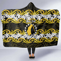 Personalised Cook Islands Aitutaki Hooded Blanket Tiare Maori Polynesian Waves Tattoo LT14 One Size Yellow - Polynesian Pride