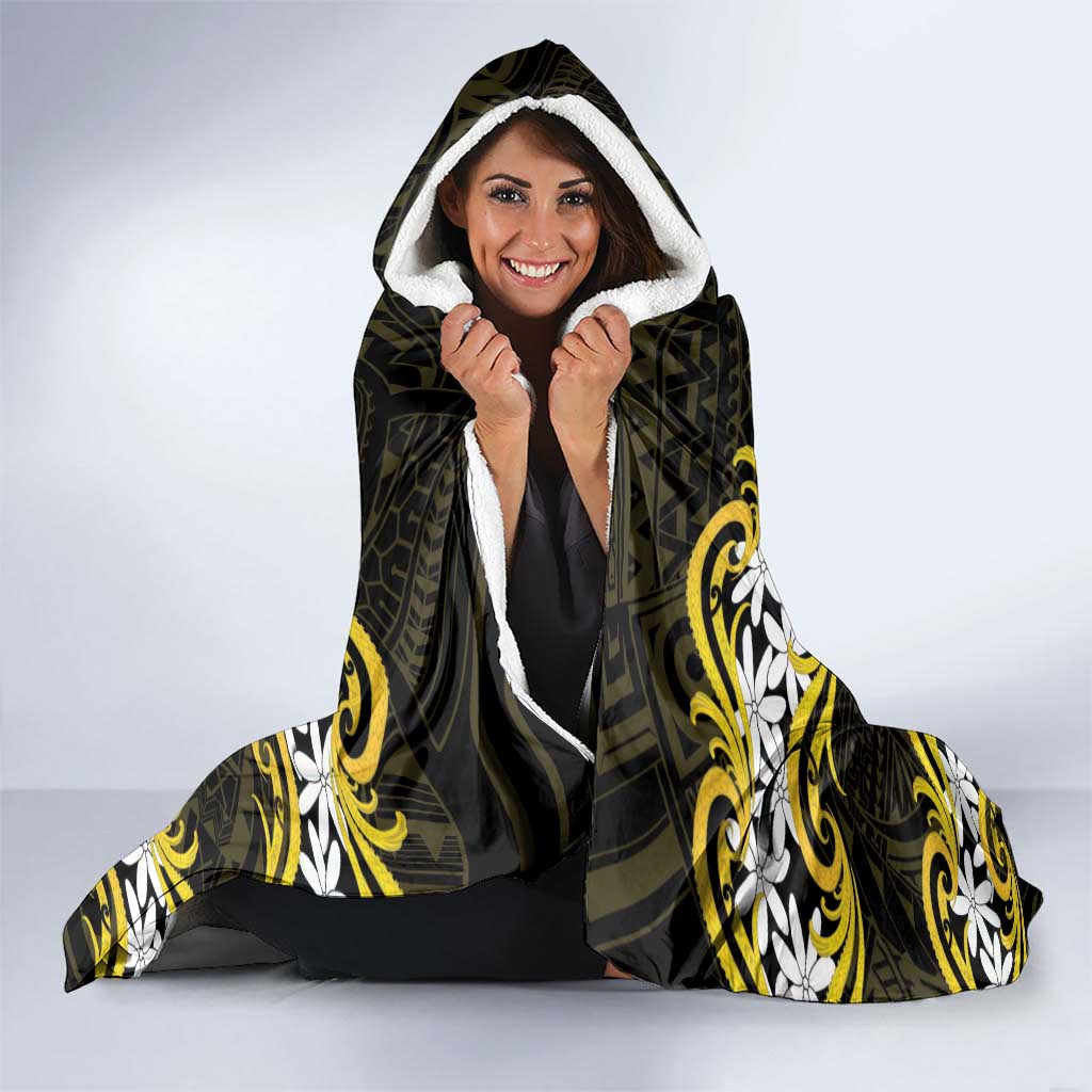 Personalised Cook Islands Aitutaki Hooded Blanket Tiare Maori Polynesian Waves Tattoo LT14 - Polynesian Pride