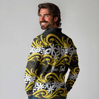 Personalised Cook Islands Aitutaki Long Sleeve Polo Shirt Tiare Maori Polynesian Waves Tattoo LT14 - Polynesian Pride