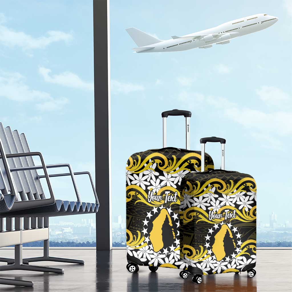 Personalised Cook Islands Aitutaki Luggage Cover Tiare Maori Polynesian Waves Tattoo
