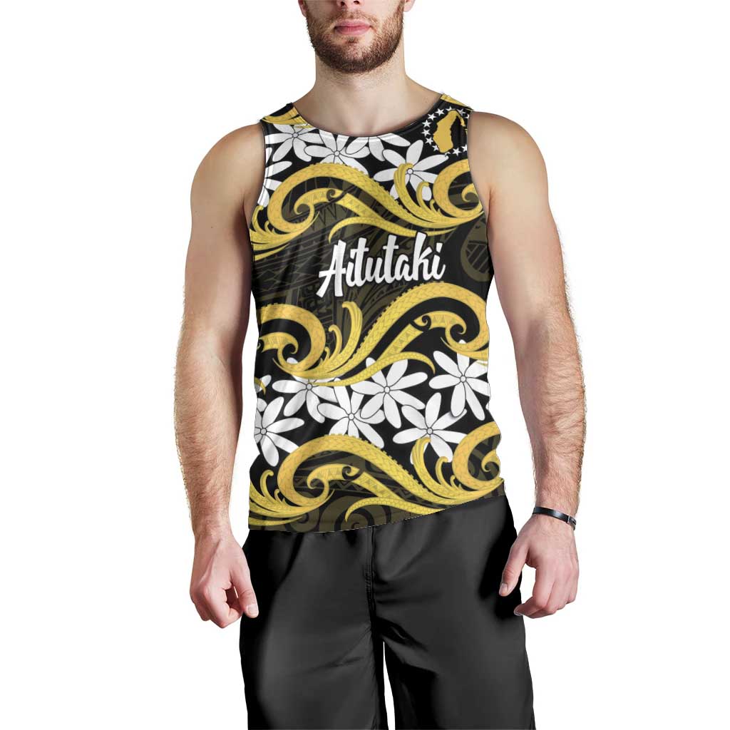 Personalised Cook Islands Aitutaki Men Tank Top Tiare Maori Polynesian Waves Tattoo LT14 - Polynesian Pride