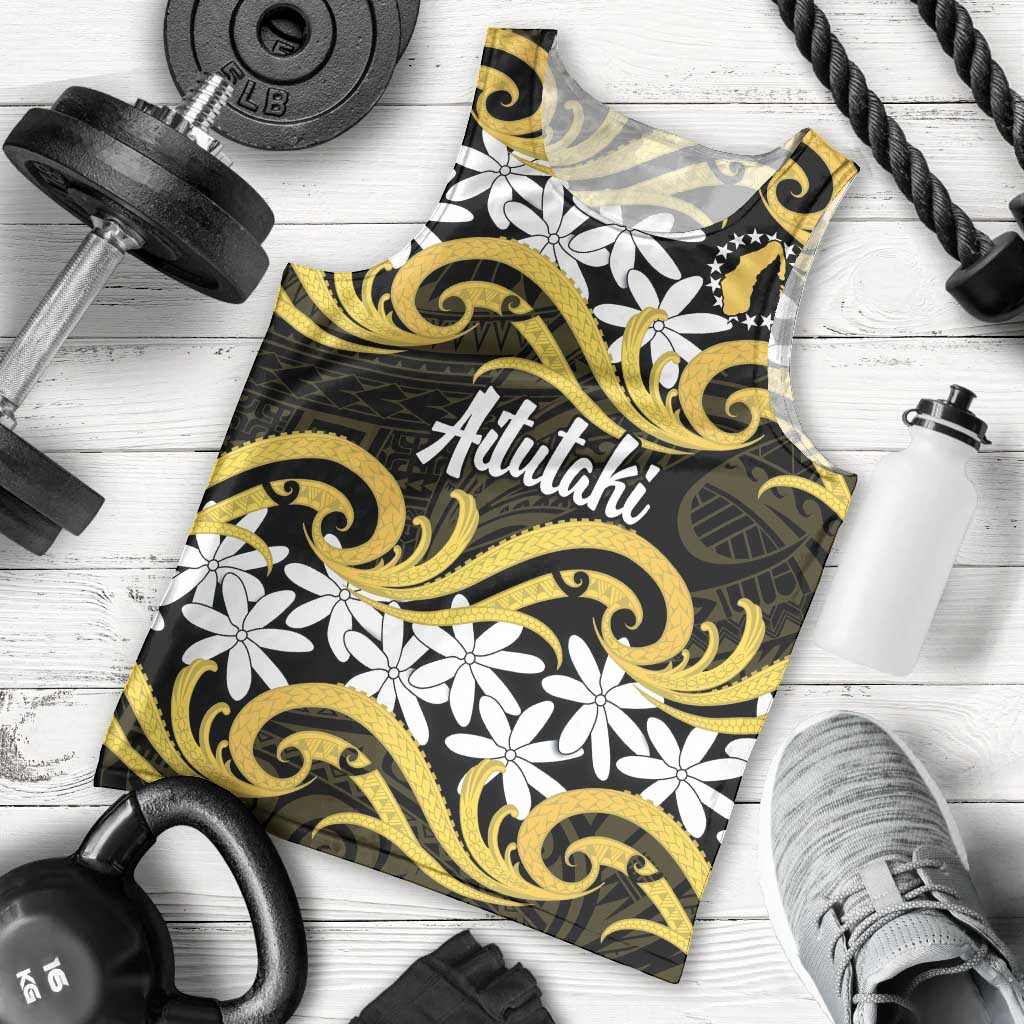 Personalised Cook Islands Aitutaki Men Tank Top Tiare Maori Polynesian Waves Tattoo LT14 - Polynesian Pride