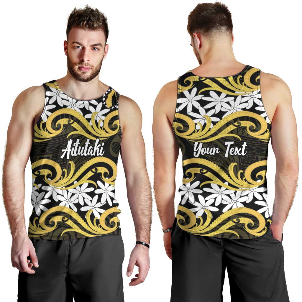 Personalised Cook Islands Aitutaki Men Tank Top Tiare Maori Polynesian Waves Tattoo LT14 - Polynesian Pride