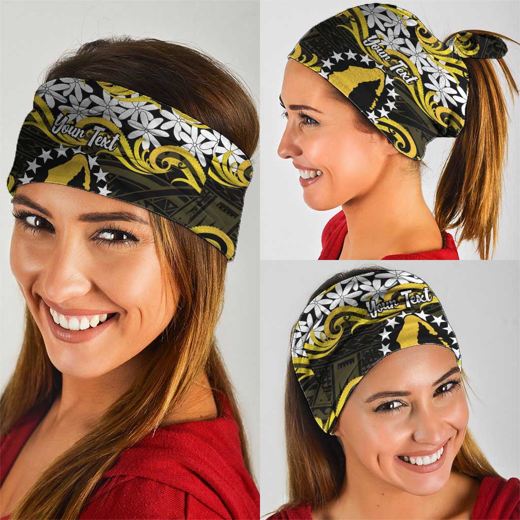 Personalised Cook Islands Aitutaki Neck Gaiter Tiare Maori Polynesian Waves Tattoo