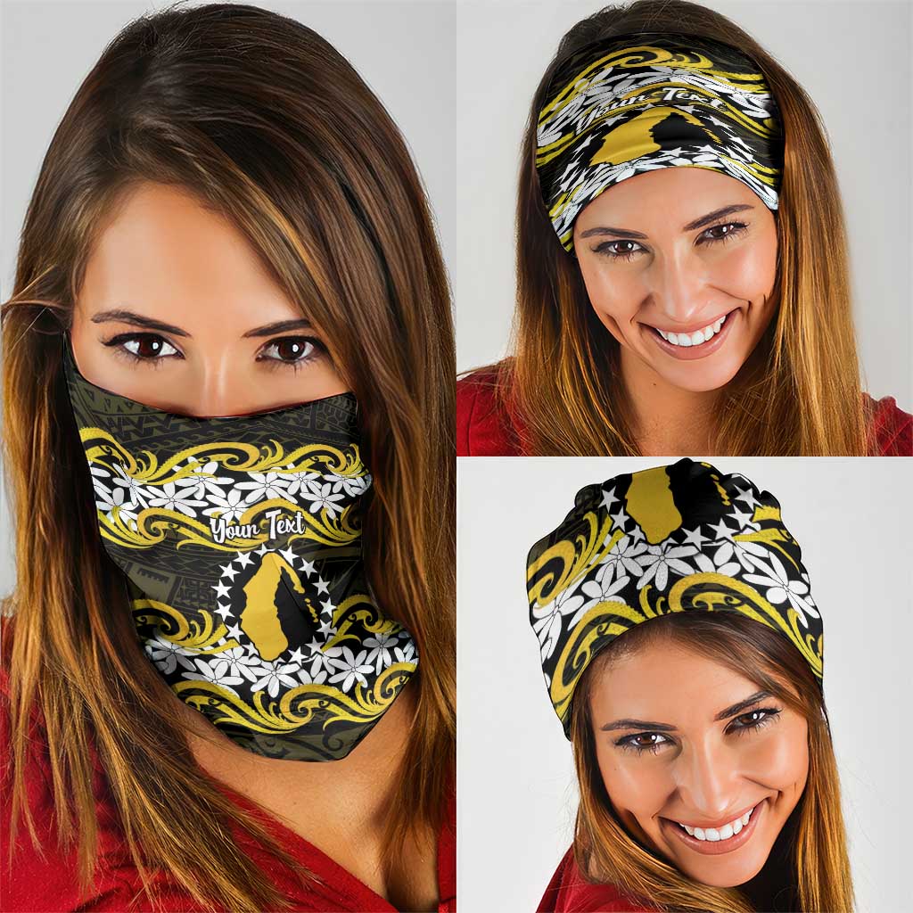 Personalised Cook Islands Aitutaki Neck Gaiter Tiare Maori Polynesian Waves Tattoo