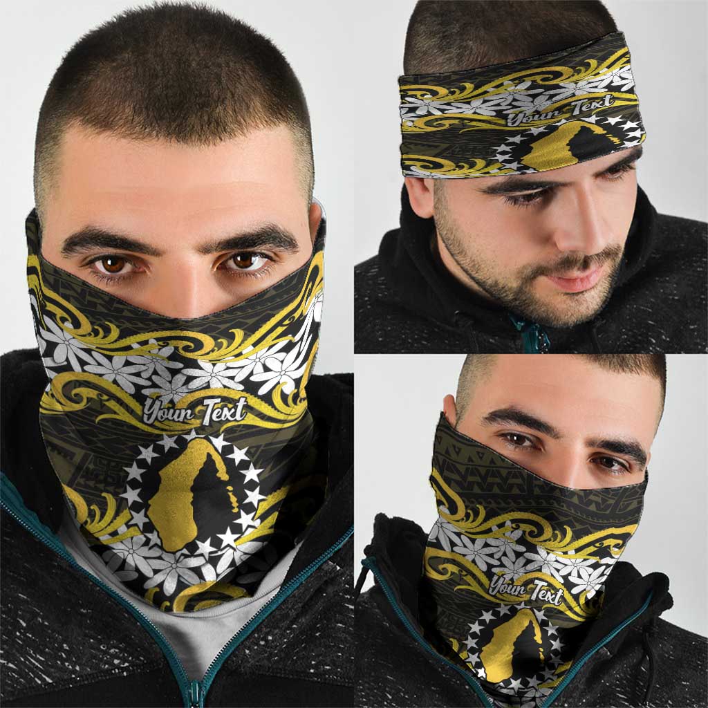 Personalised Cook Islands Aitutaki Neck Gaiter Tiare Maori Polynesian Waves Tattoo
