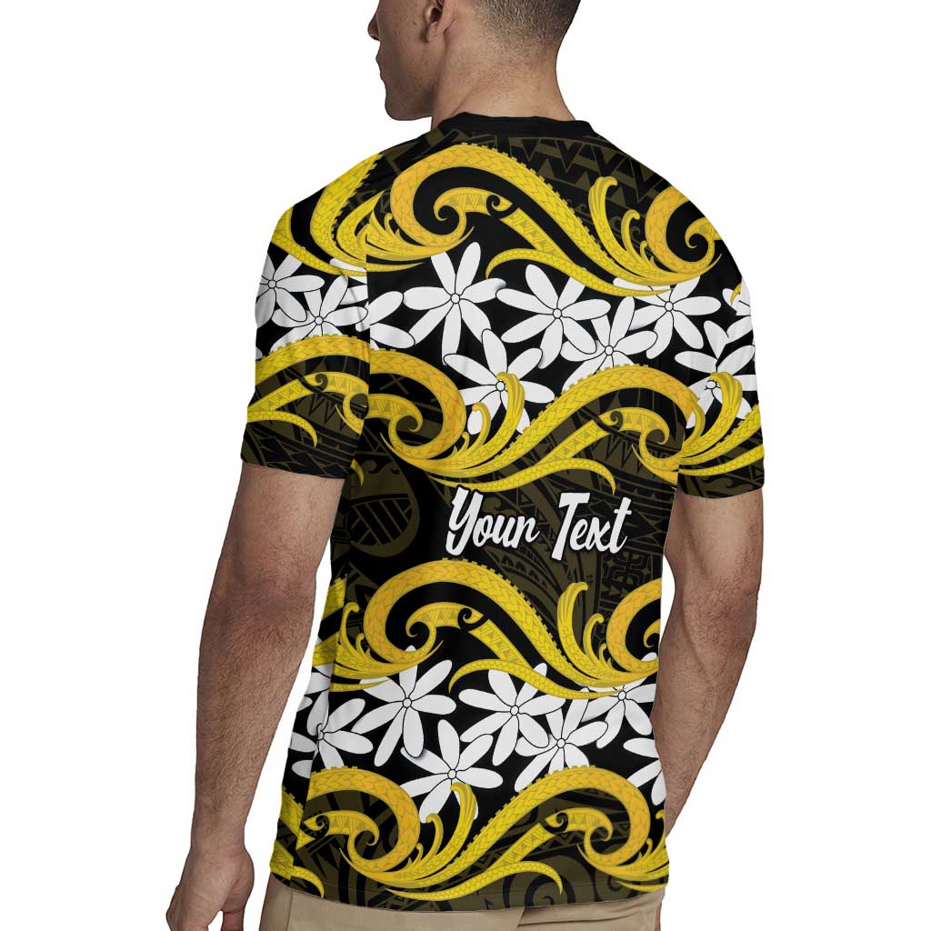 Personalised Cook Islands Aitutaki Rugby Jersey Tiare Maori Polynesian Waves Tattoo LT14 - Polynesian Pride