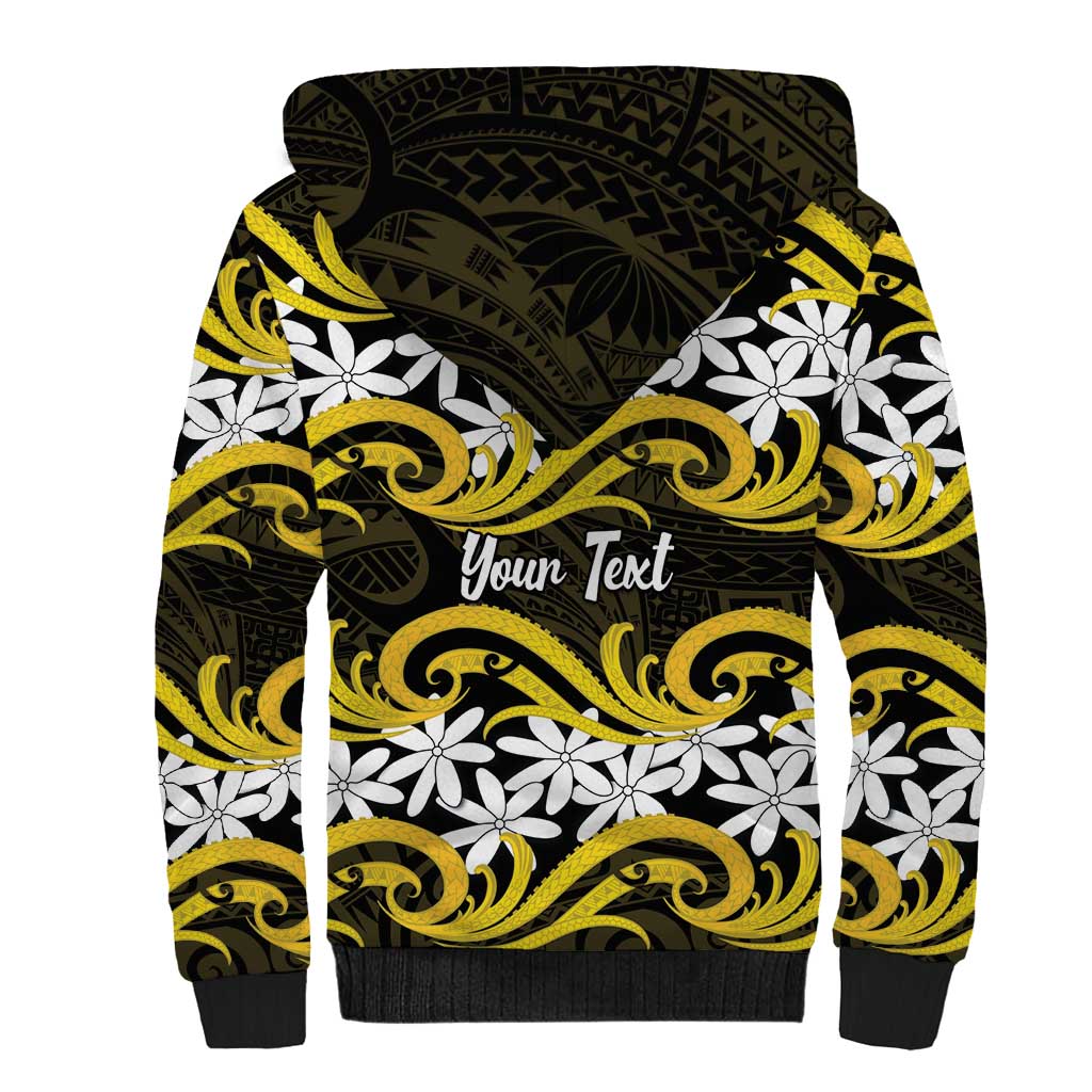 Personalised Cook Islands Aitutaki Sherpa Hoodie Tiare Maori Polynesian Waves Tattoo LT14 - Polynesian Pride