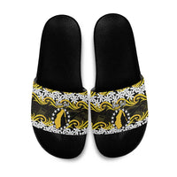 Personalised Cook Islands Aitutaki Slide Sandals Tiare Maori Polynesian Waves Tattoo
