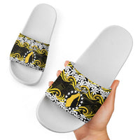 Personalised Cook Islands Aitutaki Slide Sandals Tiare Maori Polynesian Waves Tattoo