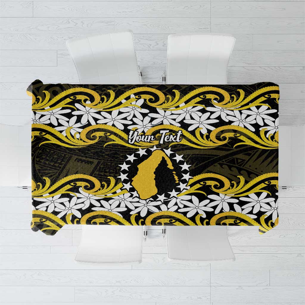 Personalised Cook Islands Aitutaki Tablecloth Tiare Maori Polynesian Waves Tattoo