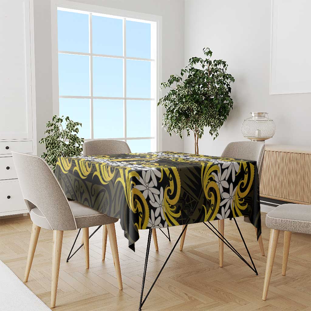 Personalised Cook Islands Aitutaki Tablecloth Tiare Maori Polynesian Waves Tattoo