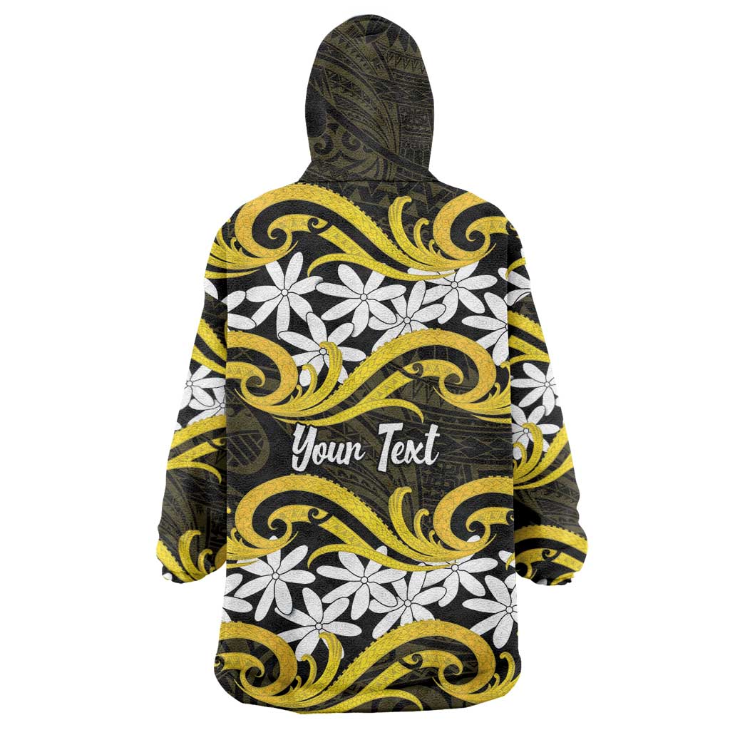 Personalised Cook Islands Aitutaki Wearable Blanket Hoodie Tiare Maori Polynesian Waves Tattoo LT14 - Polynesian Pride
