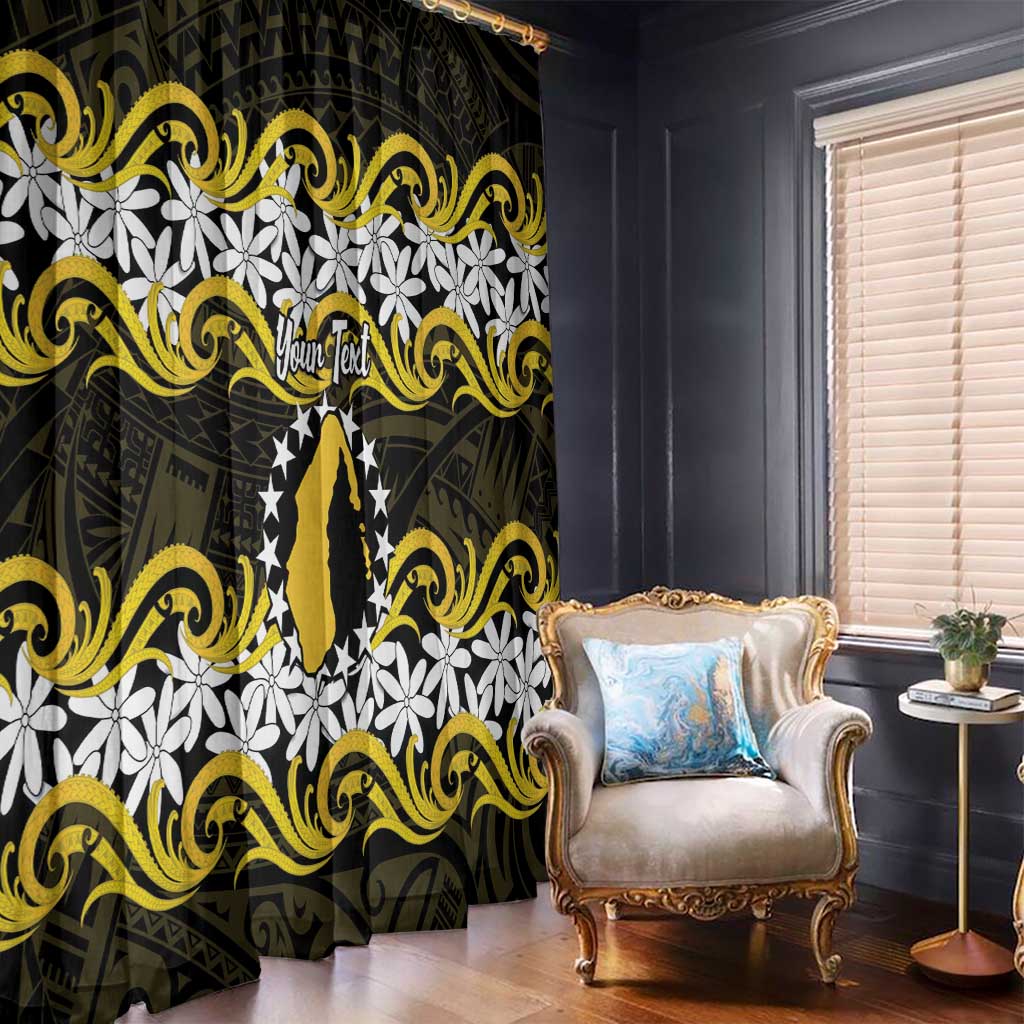 Personalised Cook Islands Aitutaki Window Curtain Tiare Maori Polynesian Waves Tattoo LT14 - Polynesian Pride