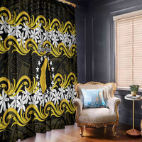 Personalised Cook Islands Aitutaki Window Curtain Tiare Maori Polynesian Waves Tattoo LT14 - Polynesian Pride