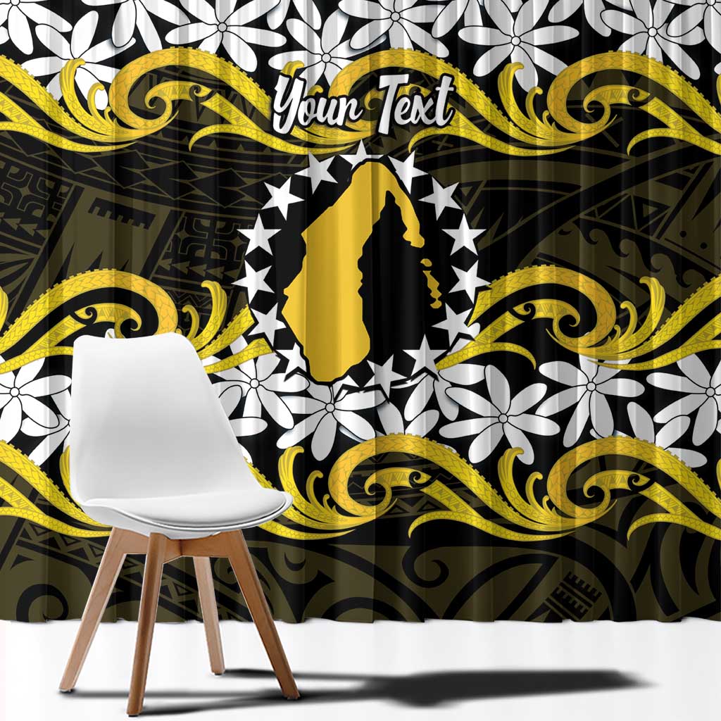 Personalised Cook Islands Aitutaki Window Curtain Tiare Maori Polynesian Waves Tattoo LT14 - Polynesian Pride