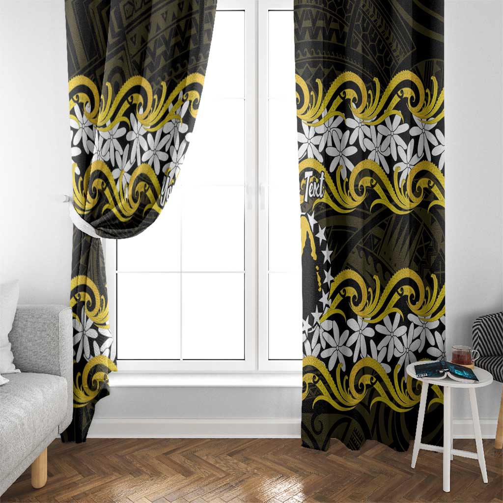 Personalised Cook Islands Aitutaki Window Curtain Tiare Maori Polynesian Waves Tattoo LT14 - Polynesian Pride
