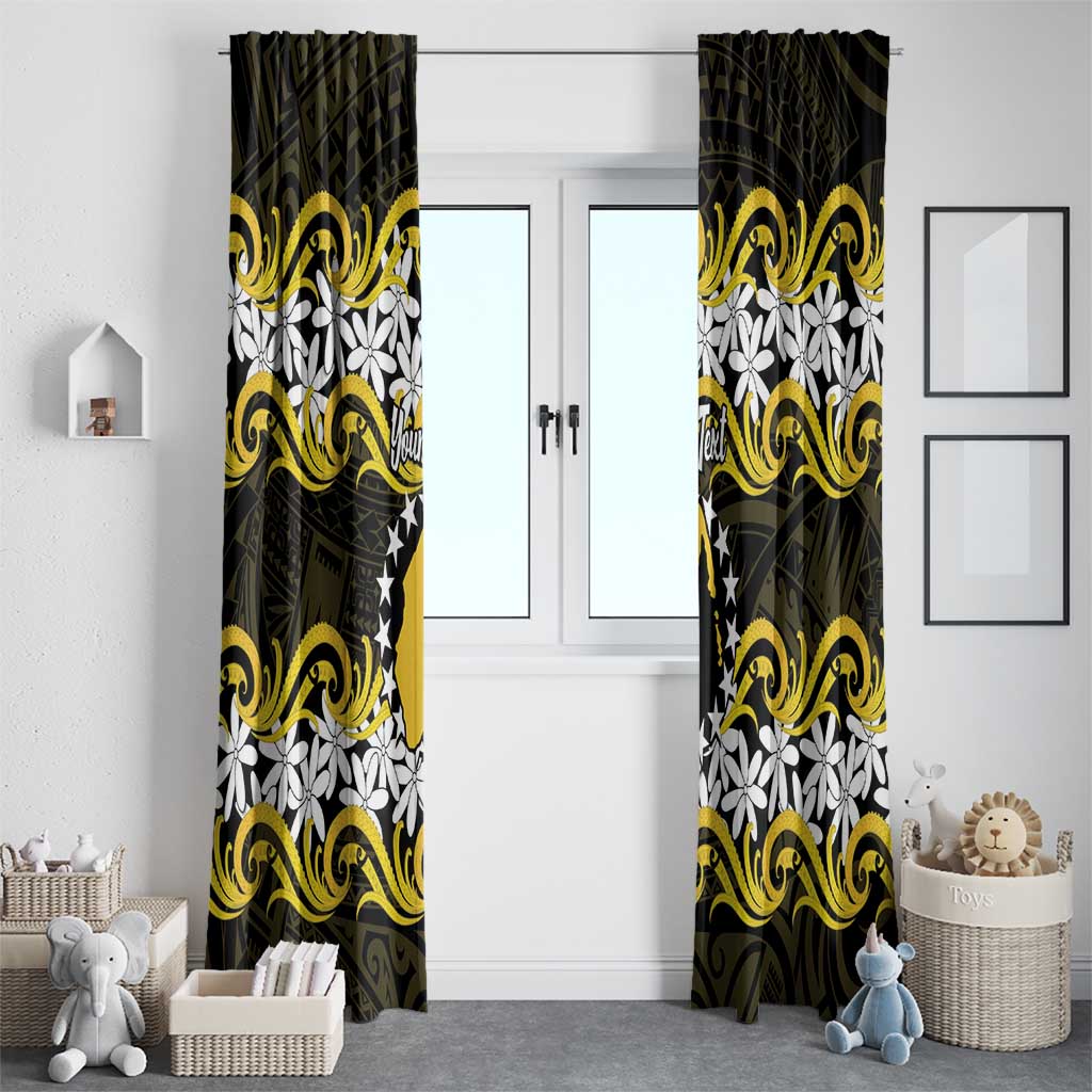 Personalised Cook Islands Aitutaki Window Curtain Tiare Maori Polynesian Waves Tattoo LT14 - Polynesian Pride