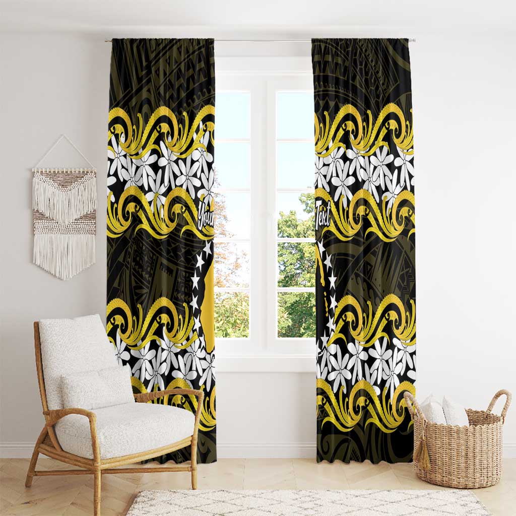 Personalised Cook Islands Aitutaki Window Curtain Tiare Maori Polynesian Waves Tattoo LT14 - Polynesian Pride