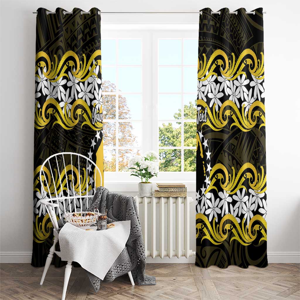 Personalised Cook Islands Aitutaki Window Curtain Tiare Maori Polynesian Waves Tattoo LT14 - Polynesian Pride