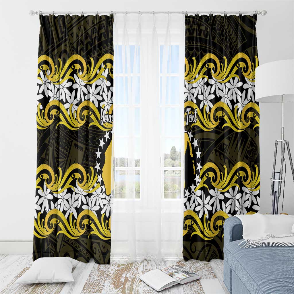 Personalised Cook Islands Aitutaki Window Curtain Tiare Maori Polynesian Waves Tattoo LT14 - Polynesian Pride