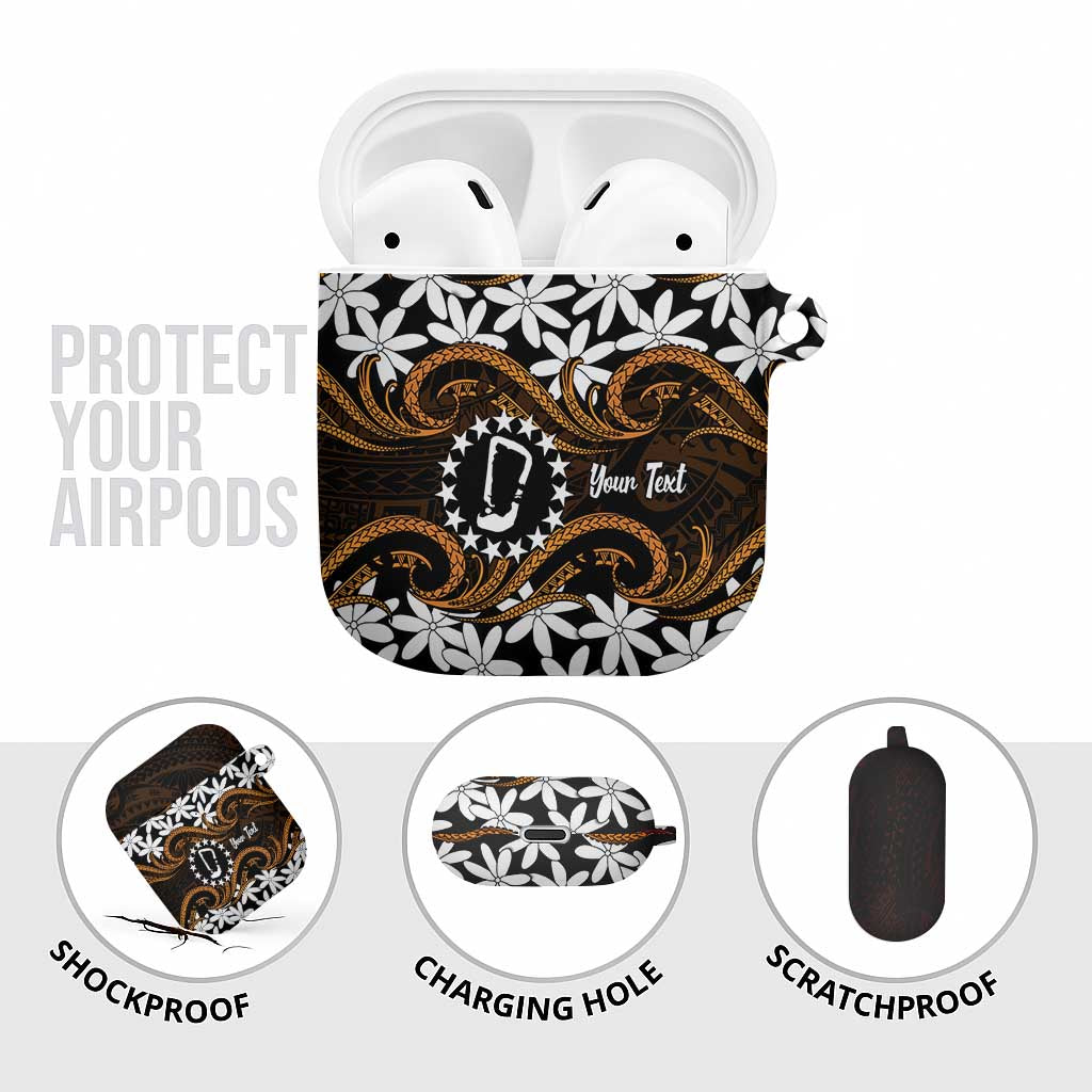 Personalised Cook Islands Rakahanga AirPods Case Tiare Maori Polynesian Waves Tattoo