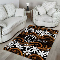 Personalised Cook Islands Rakahanga Area Rug Tiare Maori Polynesian Waves Tattoo