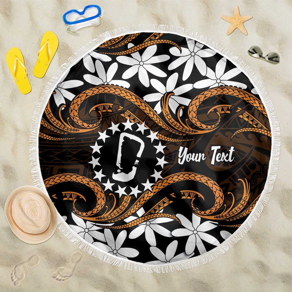 Personalised Cook Islands Rakahanga Beach Blanket Tiare Maori Polynesian Waves Tattoo