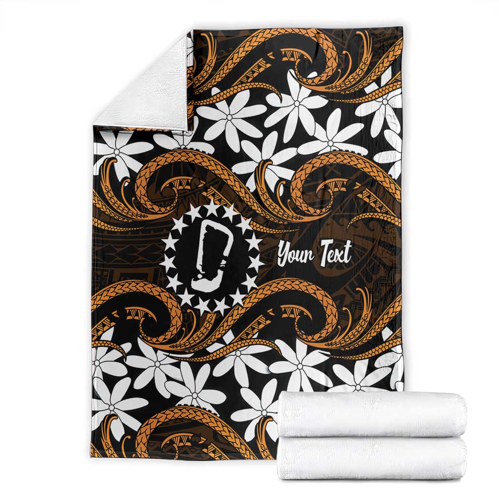 Personalised Cook Islands Rakahanga Blanket Tiare Maori Polynesian Waves Tattoo