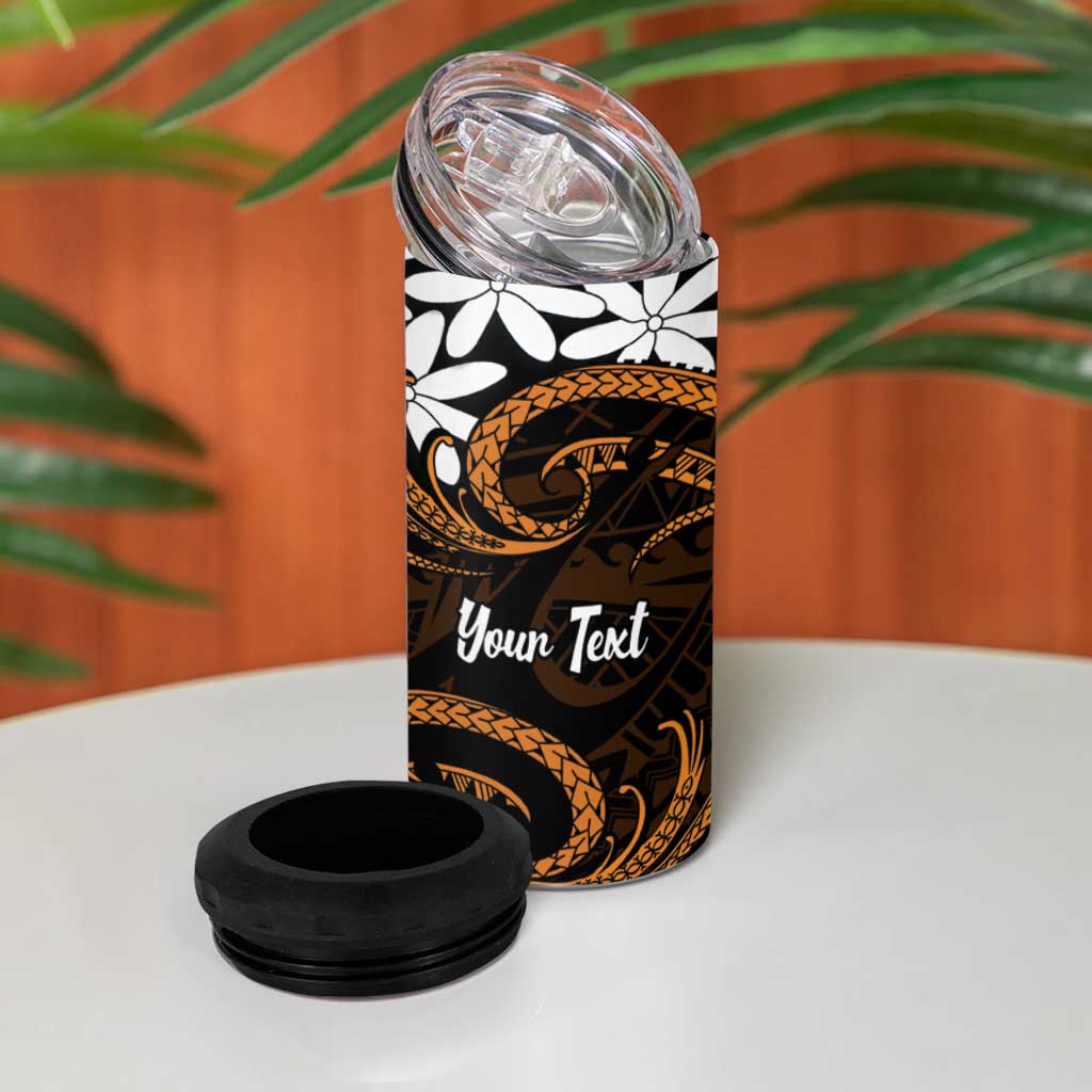 Personalised Cook Islands Rakahanga 4 in 1 Can Cooler Tumbler Tiare Maori Polynesian Waves Tattoo LT14 - Polynesian Pride