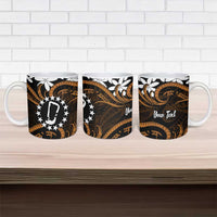 Personalised Cook Islands Rakahanga Ceramic Mug Tiare Maori Polynesian Waves Tattoo