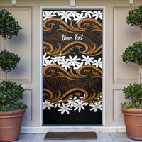 Personalised Cook Islands Rakahanga Door Cover Tiare Maori Polynesian Waves Tattoo LT14 Orange - Polynesian Pride