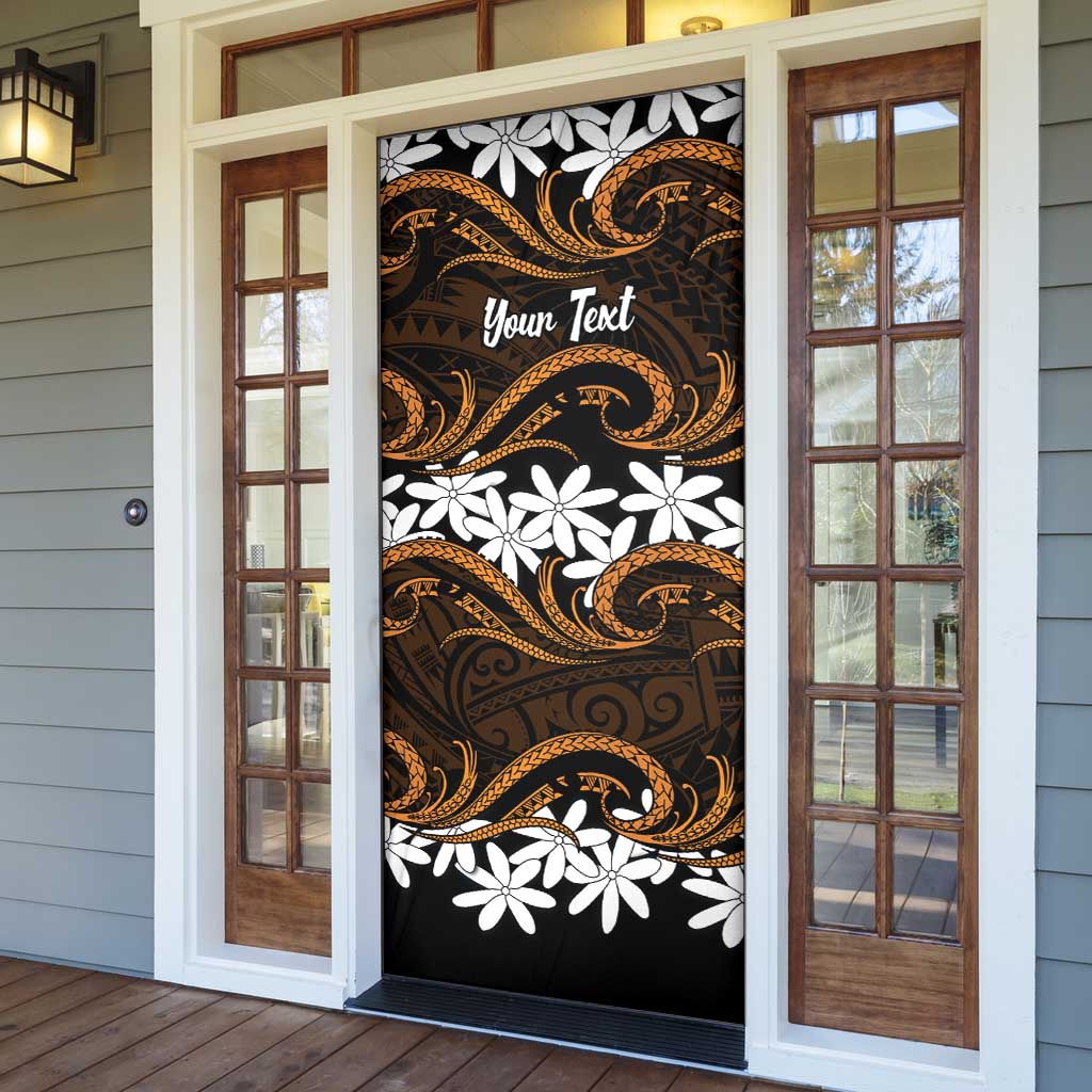 Personalised Cook Islands Rakahanga Door Cover Tiare Maori Polynesian Waves Tattoo LT14 - Polynesian Pride