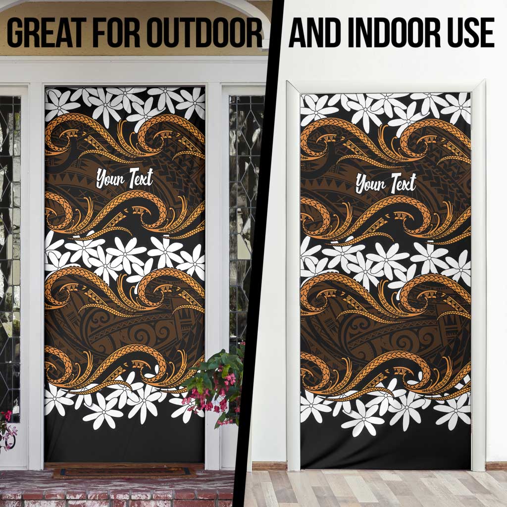 Personalised Cook Islands Rakahanga Door Cover Tiare Maori Polynesian Waves Tattoo LT14 - Polynesian Pride