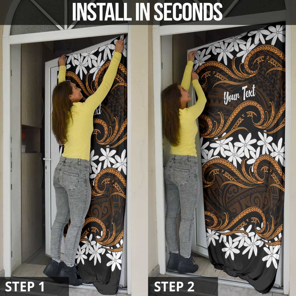Personalised Cook Islands Rakahanga Door Cover Tiare Maori Polynesian Waves Tattoo LT14 - Polynesian Pride