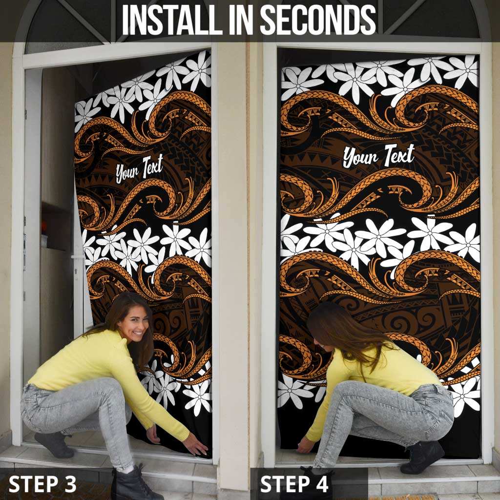 Personalised Cook Islands Rakahanga Door Cover Tiare Maori Polynesian Waves Tattoo LT14 - Polynesian Pride